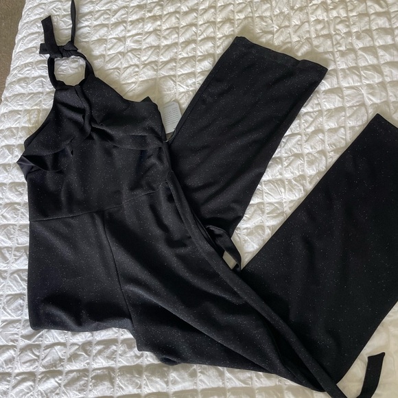 Bebe black glitter halter jumpsuit - Picture 1 of 9